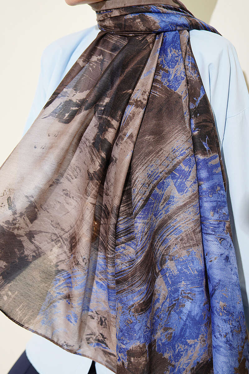 Vio Light Palette Print Shawl - Saxe Blue