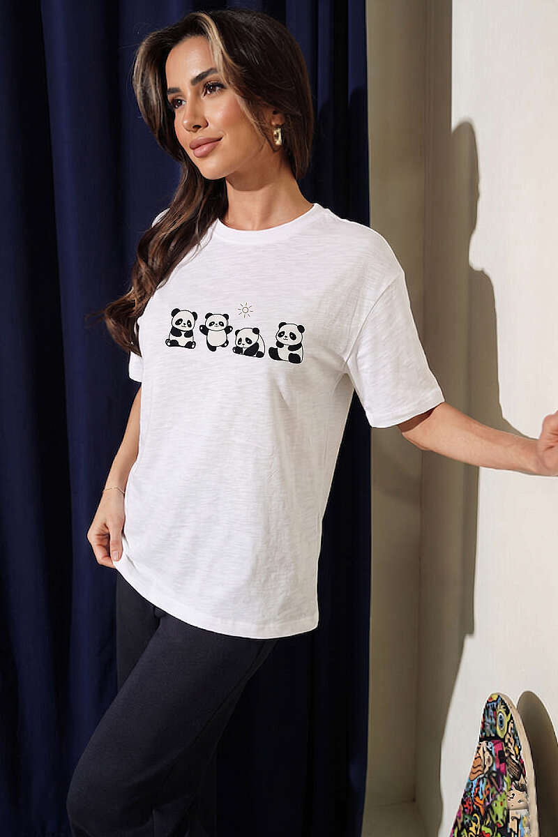 Panda Print T-Shirt - White