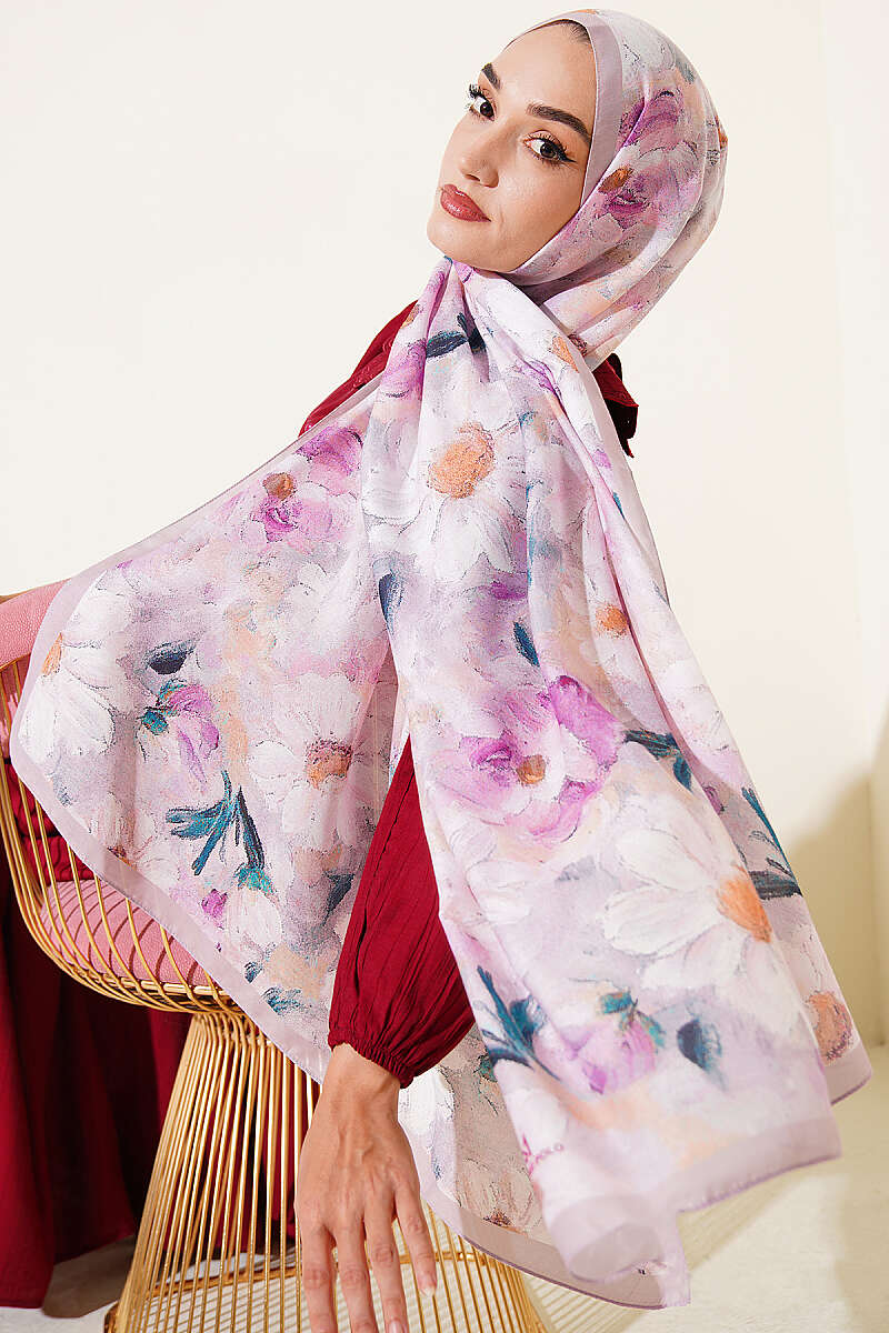 Daisy Print Soft Shawl - Sand