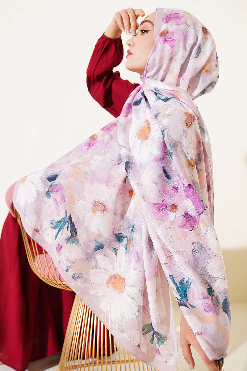 Daisy Print Soft Shawl - Sand