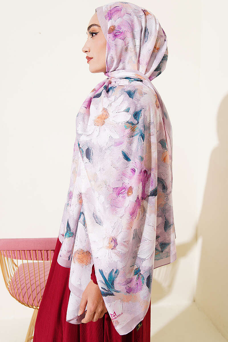 Daisy Print Soft Shawl - Sand