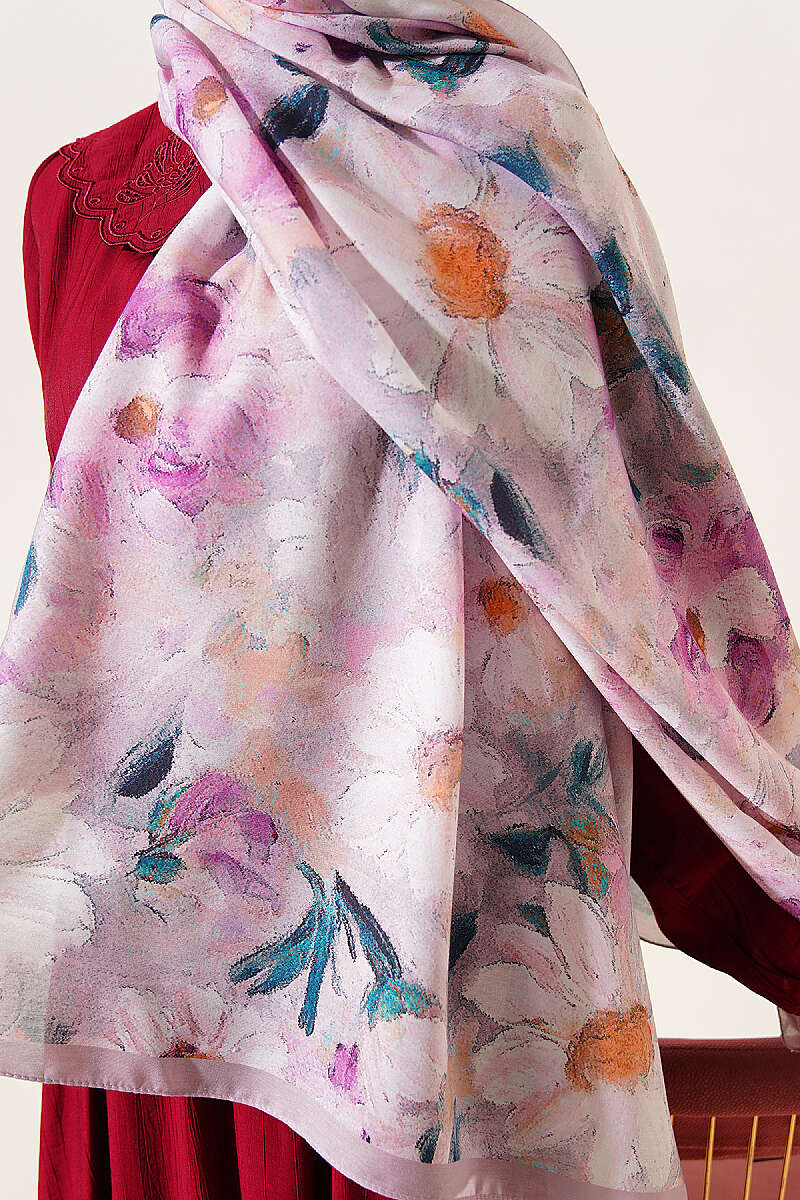 Daisy Print Soft Shawl - Sand