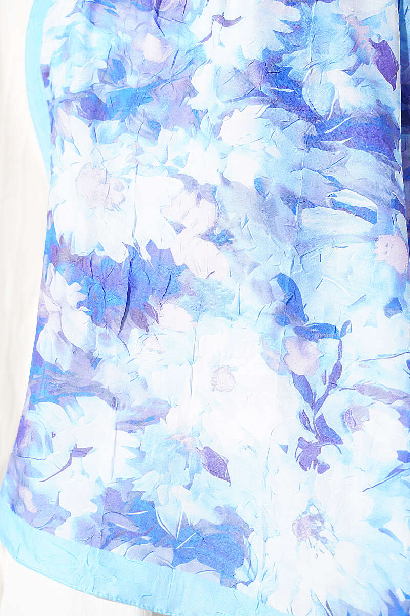 Daisy Print Bamboo Crinkle Shawl - Blue