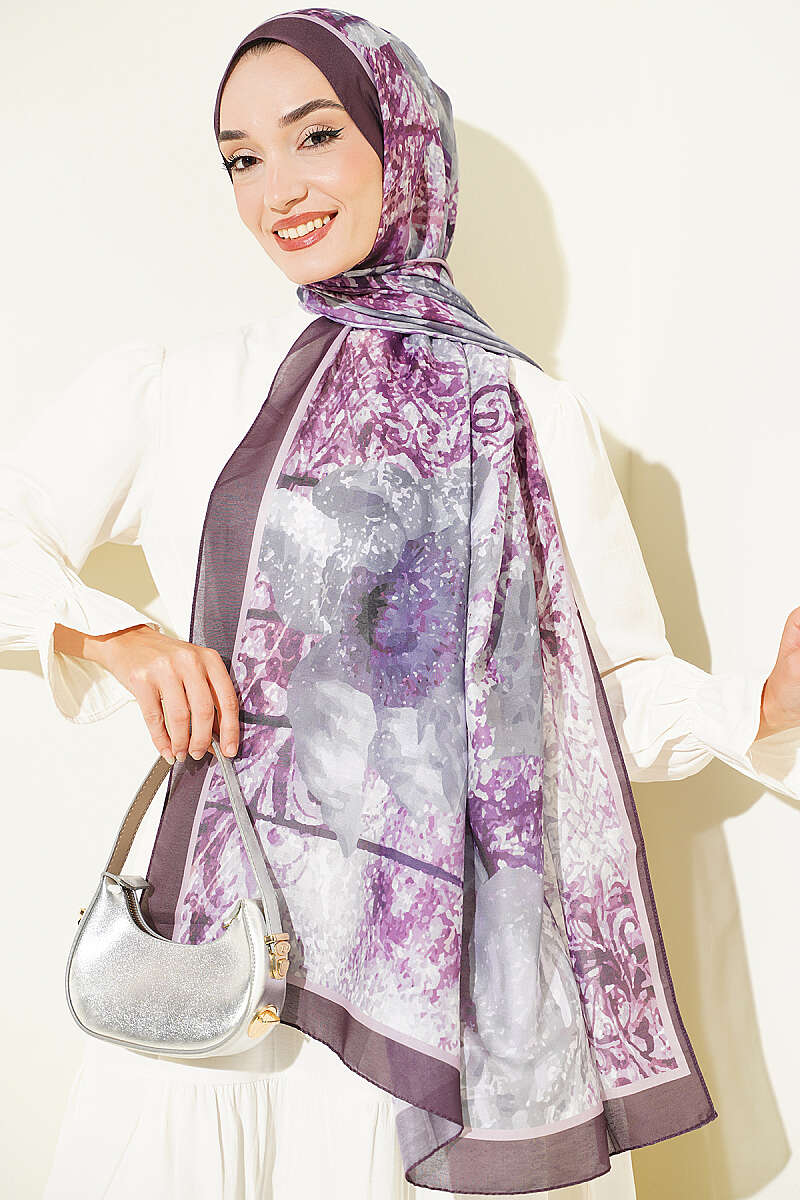 Floral Modal Shawl - Lilac