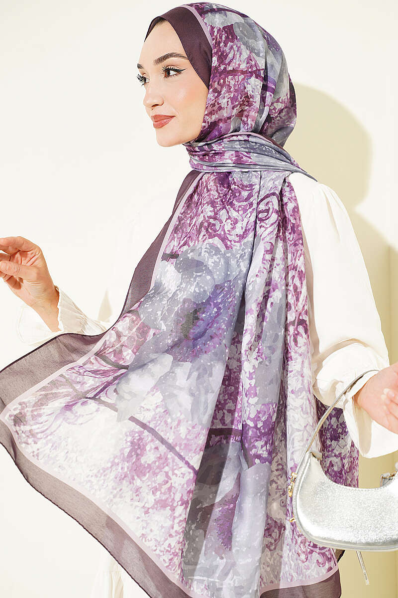 Floral Modal Shawl - Lilac