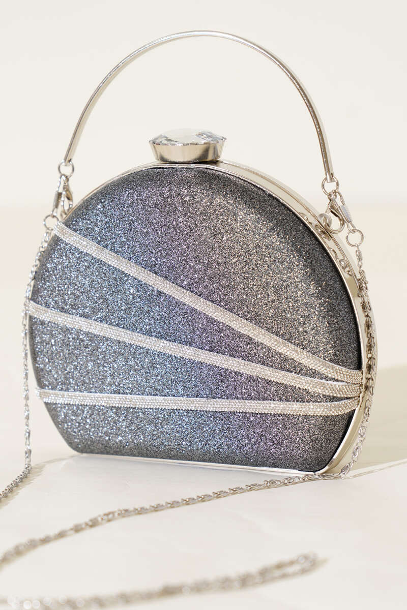 Shimmer-Embellished Evening Bag - Smoke Grey