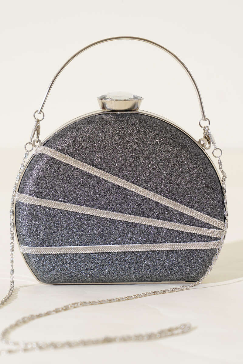 Shimmer-Embellished Evening Bag - Smoke Grey