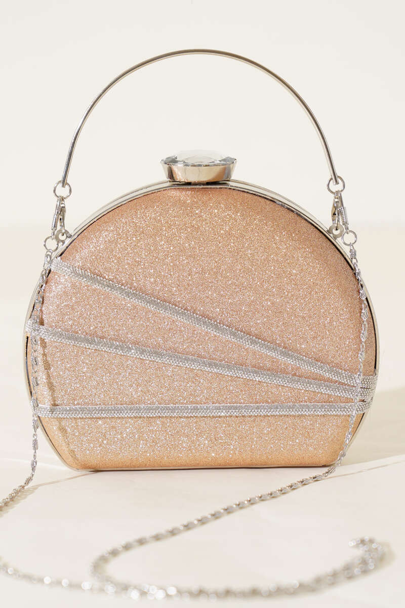 Shimmer-Embellished Evening Bag - Gold