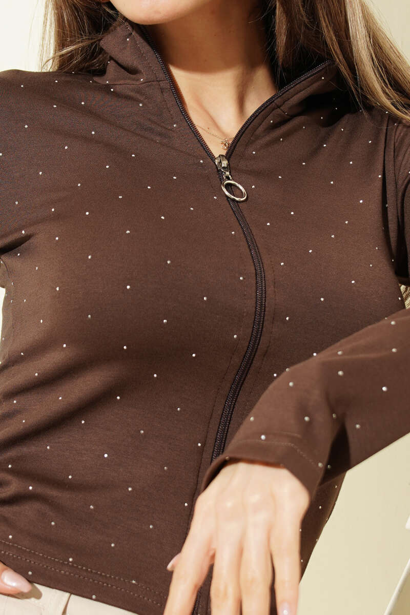 Stone Cardigan with Thumbholes - Brown