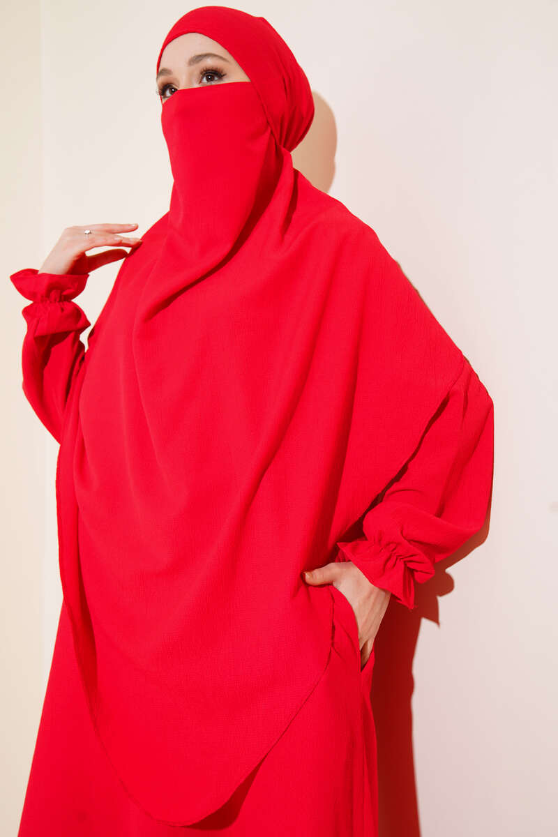 Prayer Dress with Face Veil - Red
