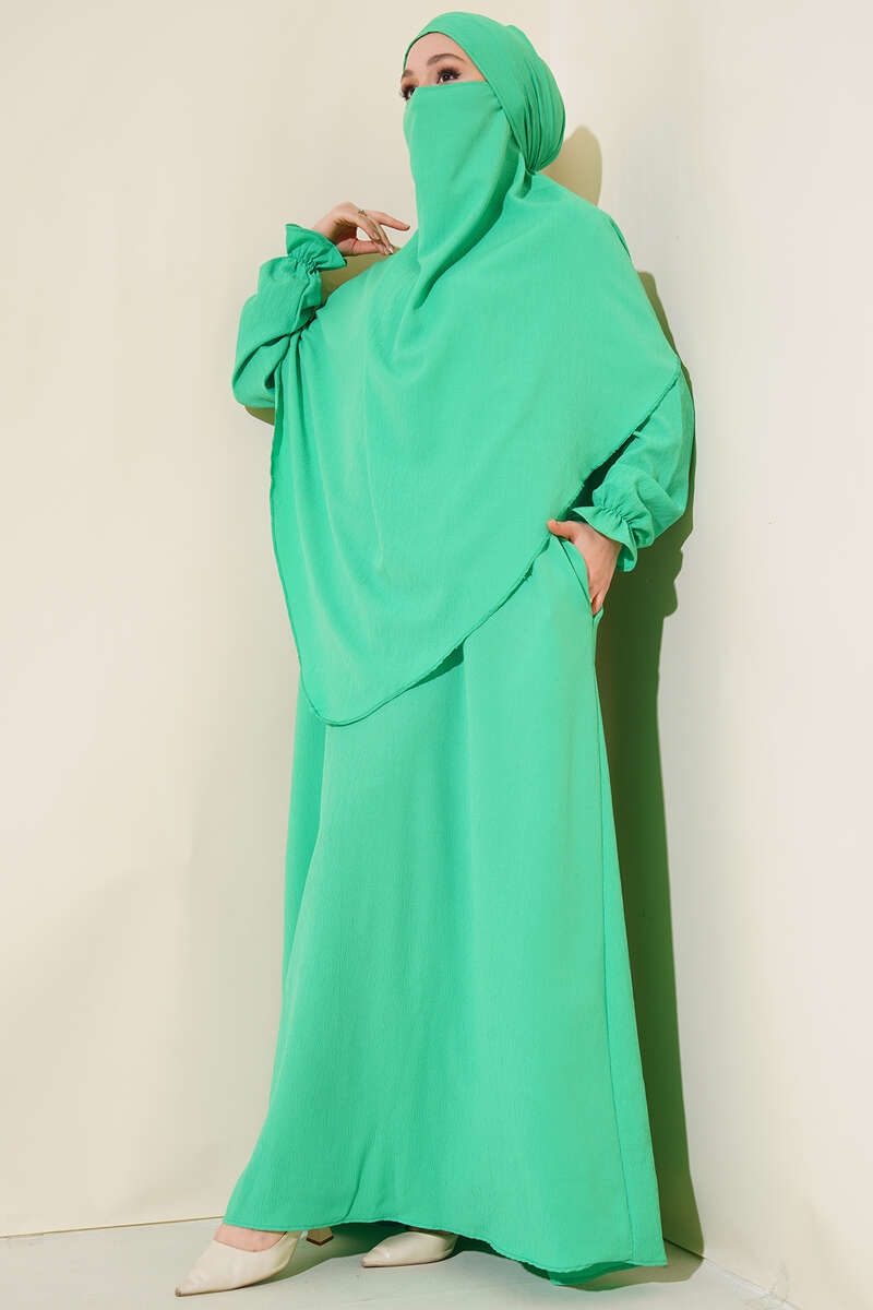 Prayer Dress with Face Veil - Green