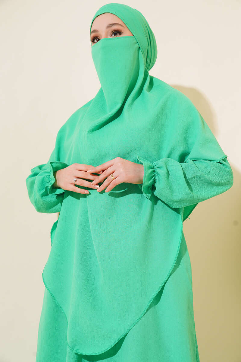 Prayer Dress with Face Veil - Green