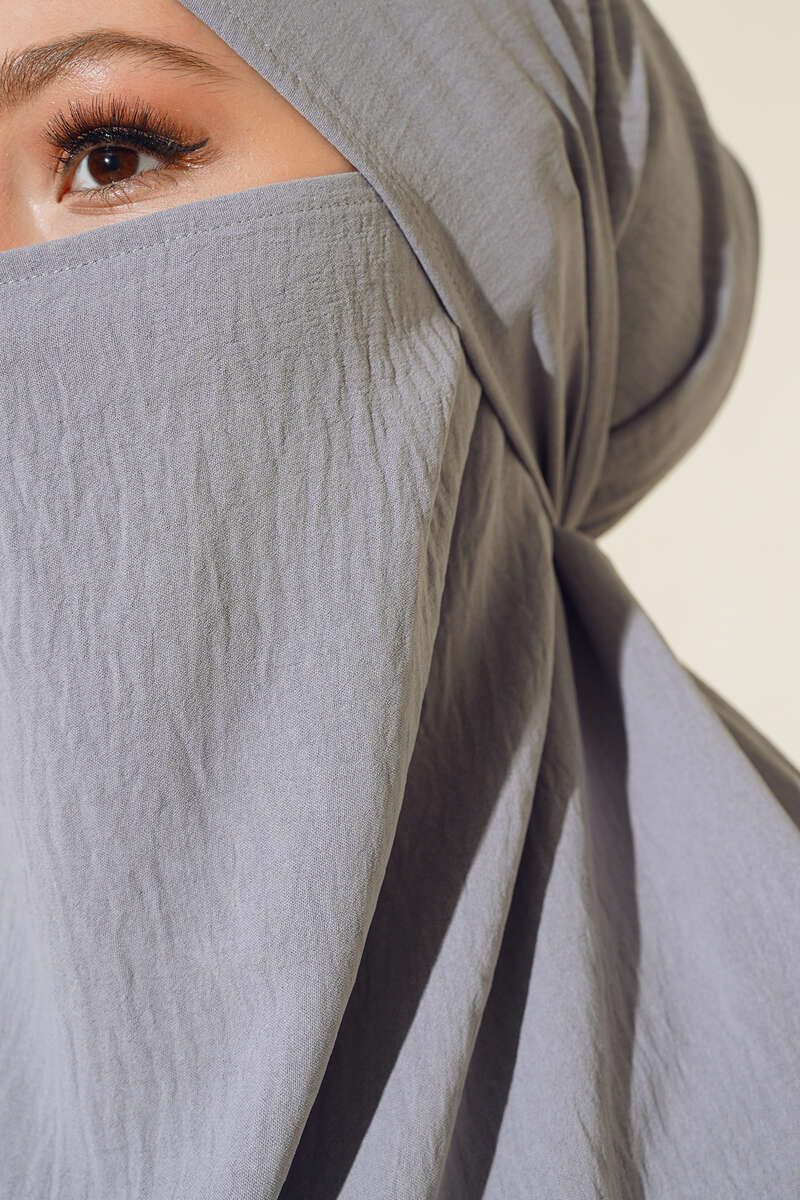 Wide Prayer Dress with Face Veil - Grey