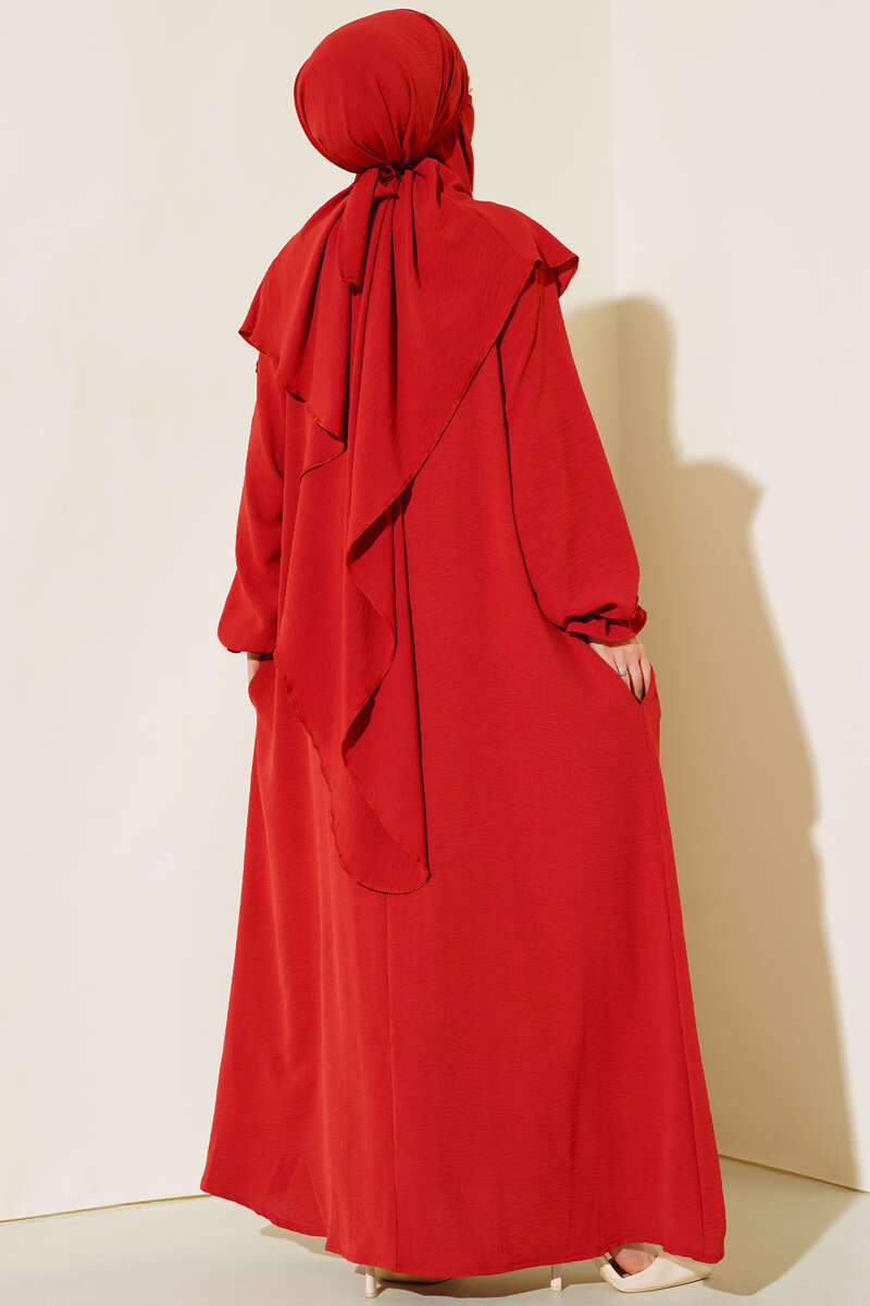 Wide Prayer Dress with Face Veil - Pomegranate