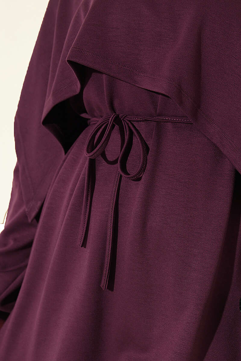 Modal Two-Piece Set with Cape Detail - Plum
