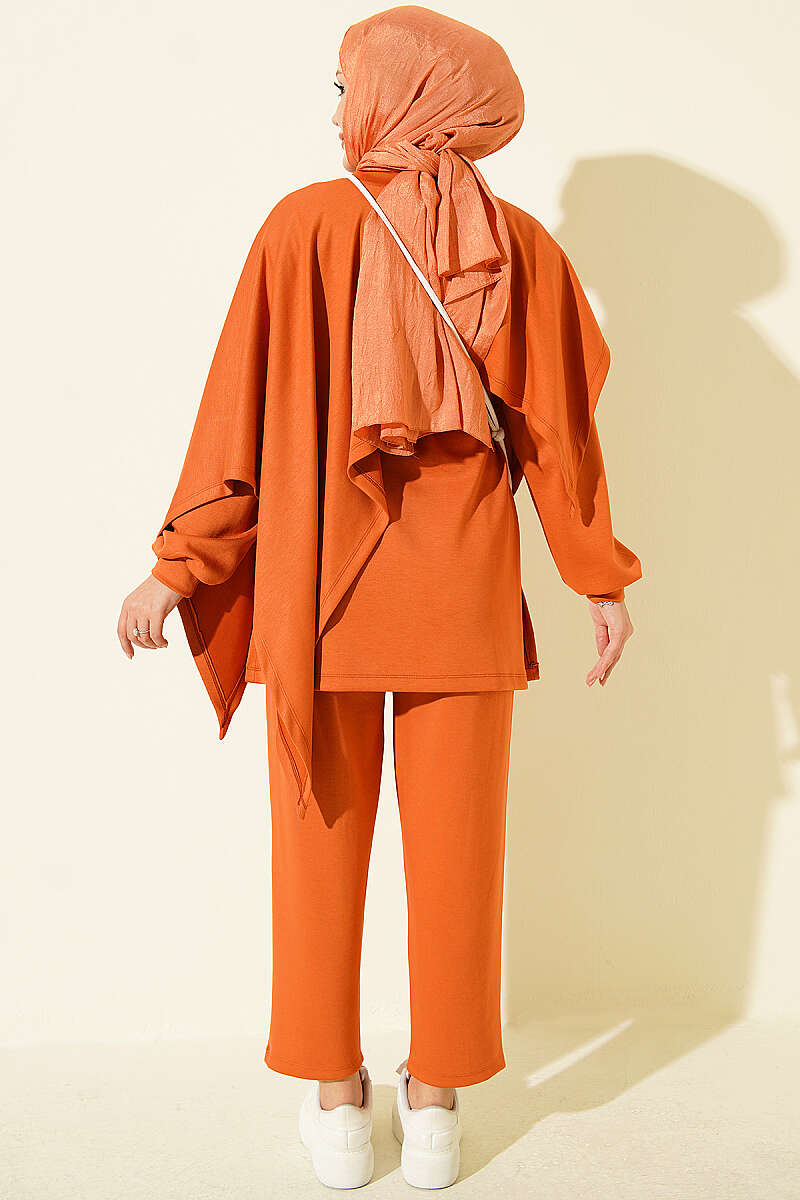 Modal Two-Piece Set with Cape Detail - Orange