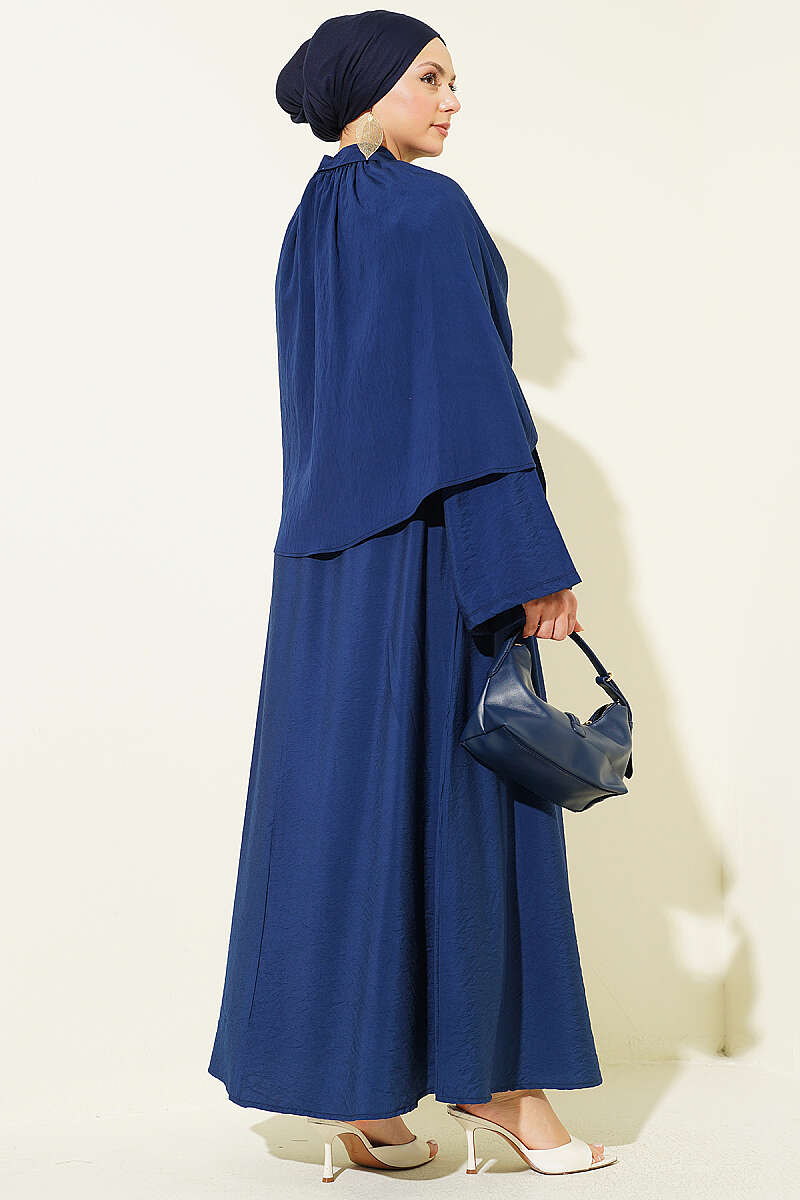 Three-Piece Skirt Set with Cape - Navy