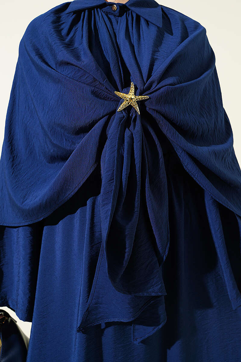 Three-Piece Skirt Set with Cape - Navy