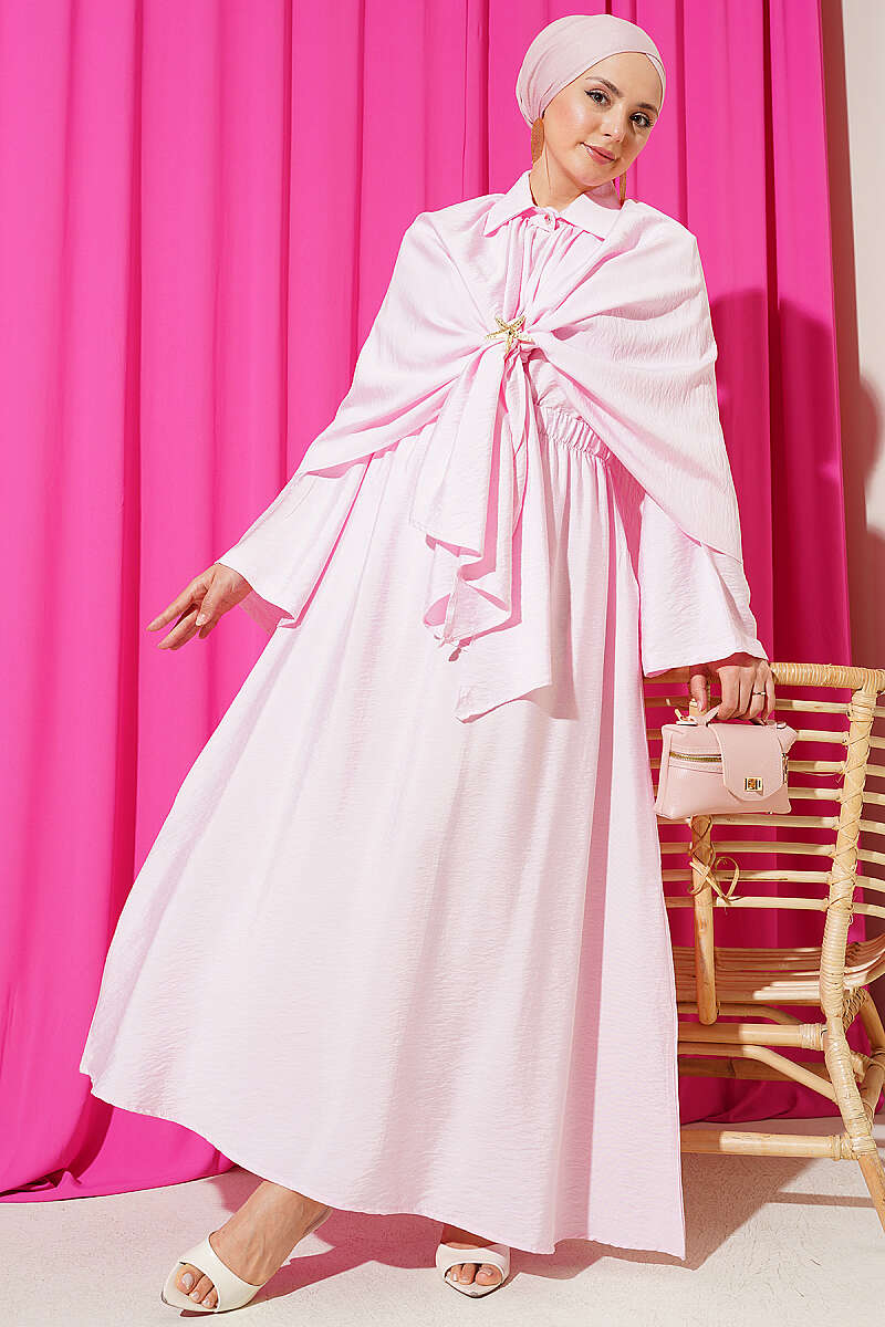 Three-Piece Skirt Set with Cape - Pink