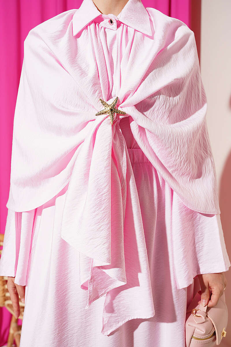Three-Piece Skirt Set with Cape - Pink