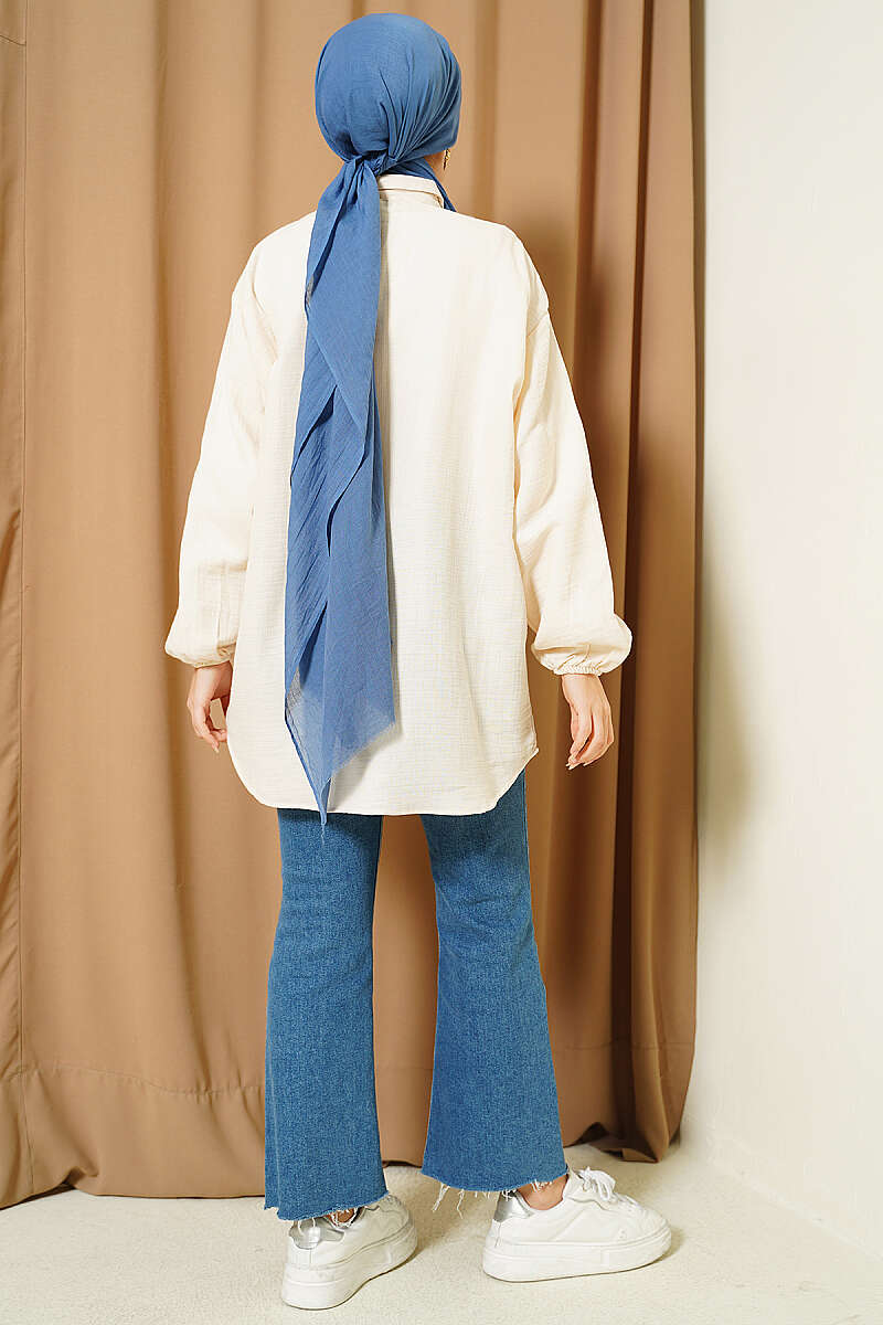Penguin Embroidered Muslin Shirt - Beige