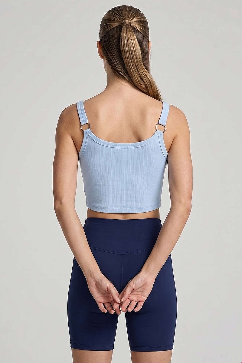 Crop Top with Ring and Darts - Blue