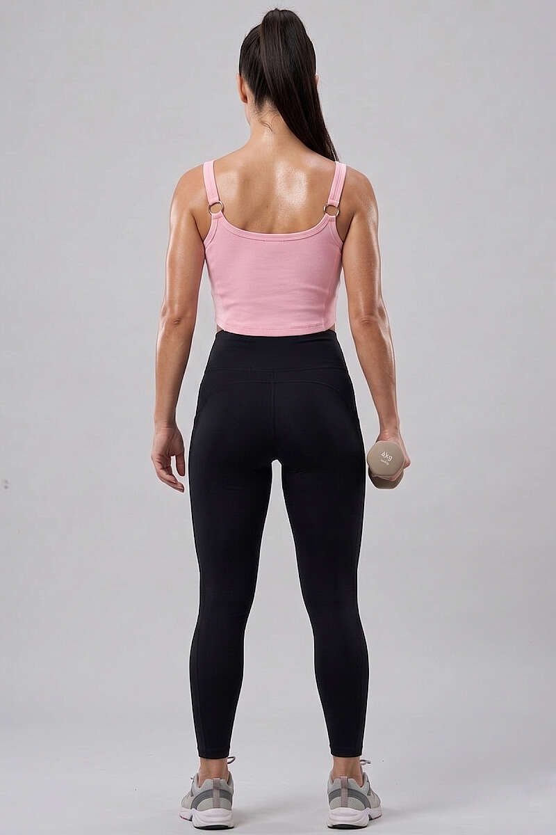 Crop Top with Ring and Darts - Pink