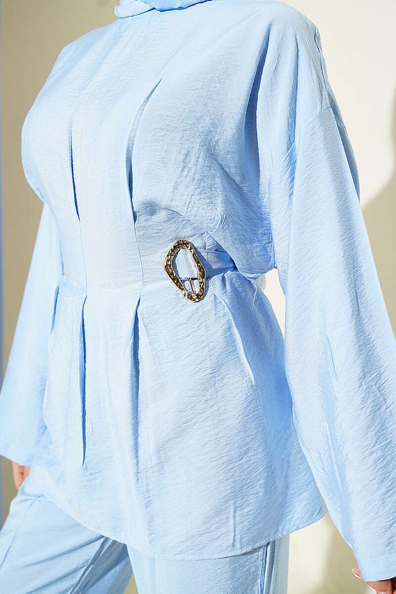 Set with Darts, Buckle and Side Sash - Blue