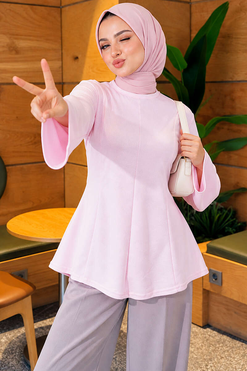 Cross-Tie Tunic with Darts - Pink