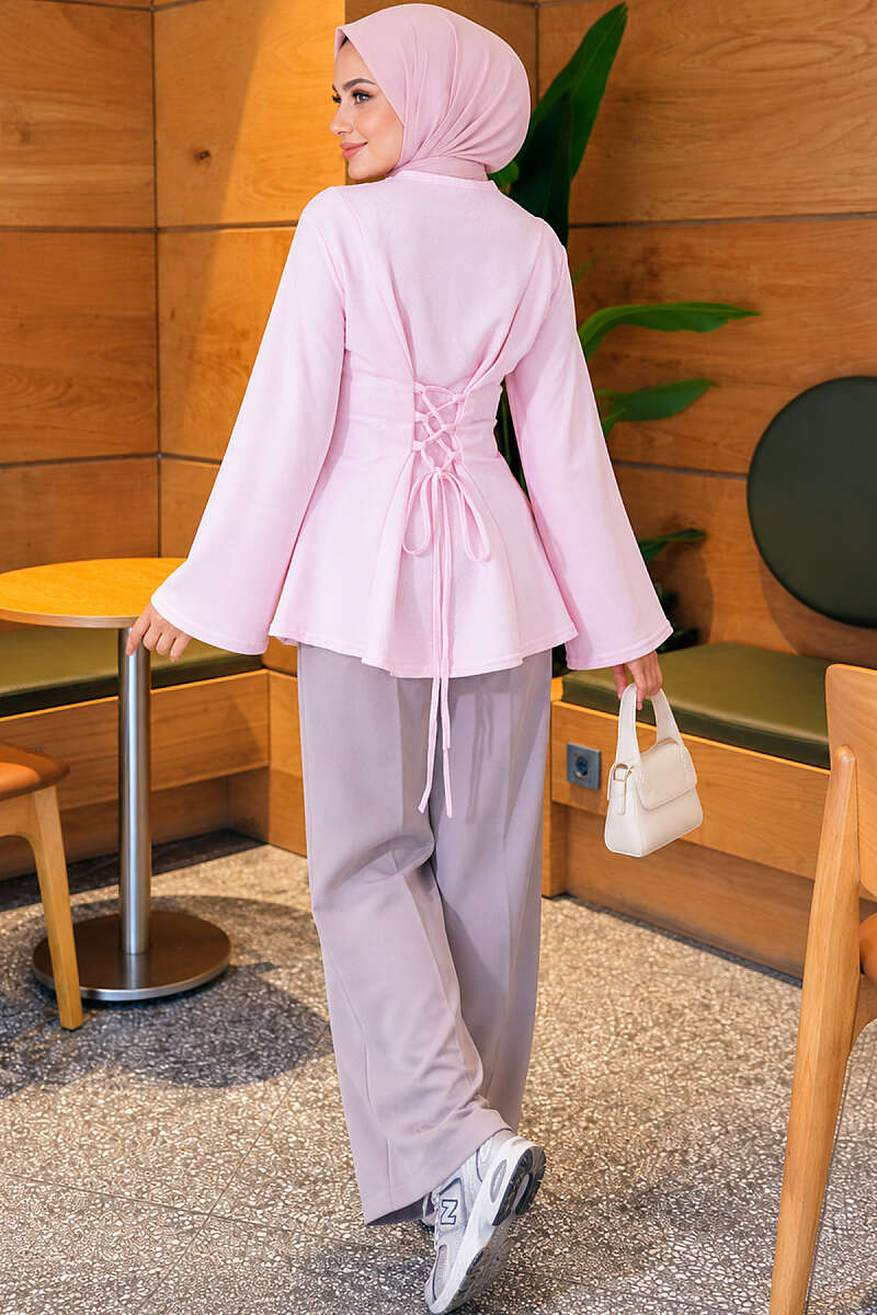 Cross-Tie Tunic with Darts - Pink