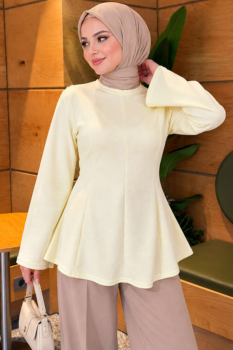 Cross-Tie Tunic with Darts - Yellow