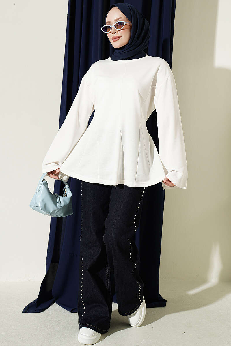Side-Tie Tunic with Darts - Ecru