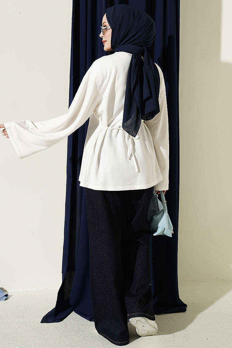 Side-Tie Tunic with Darts - Ecru