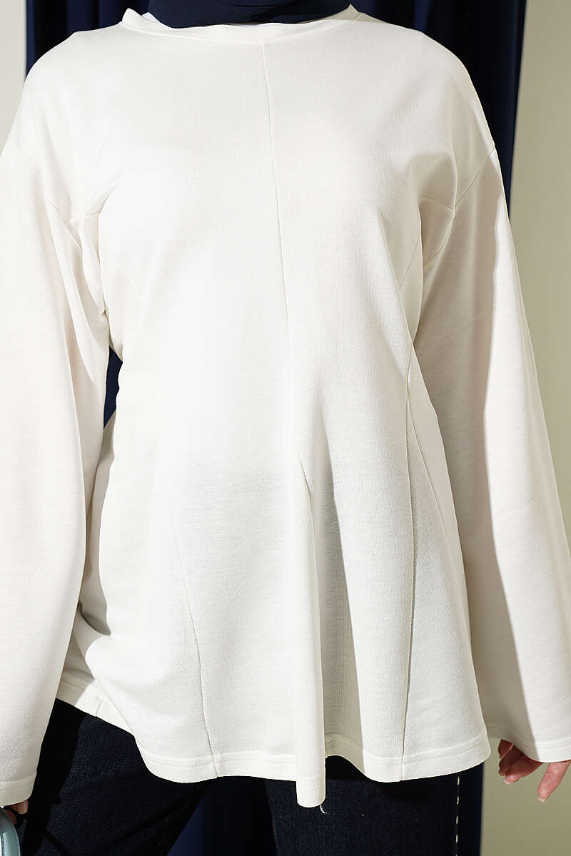 Side-Tie Tunic with Darts - Ecru