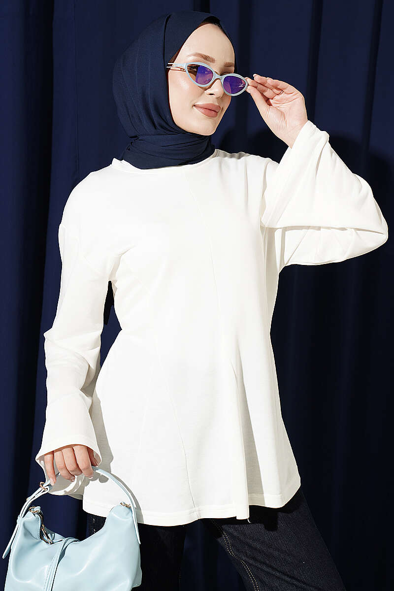Side-Tie Tunic with Darts - Ecru