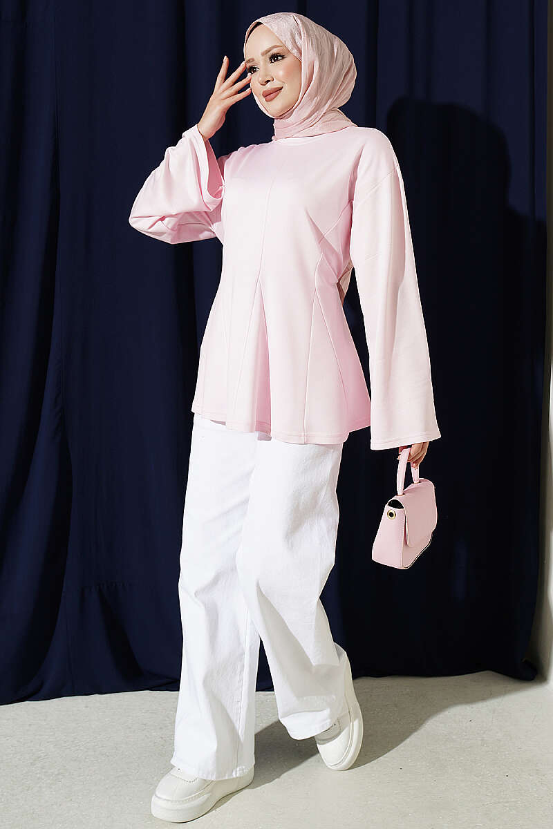 Side-Tie Tunic with Darts - Pink