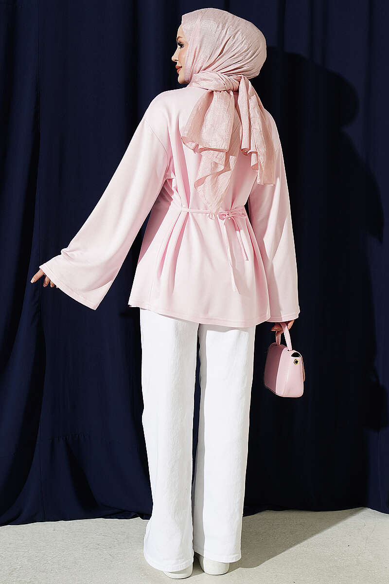 Side-Tie Tunic with Darts - Pink