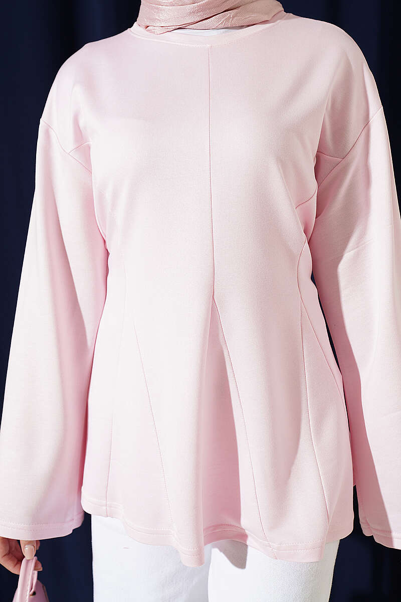 Side-Tie Tunic with Darts - Pink