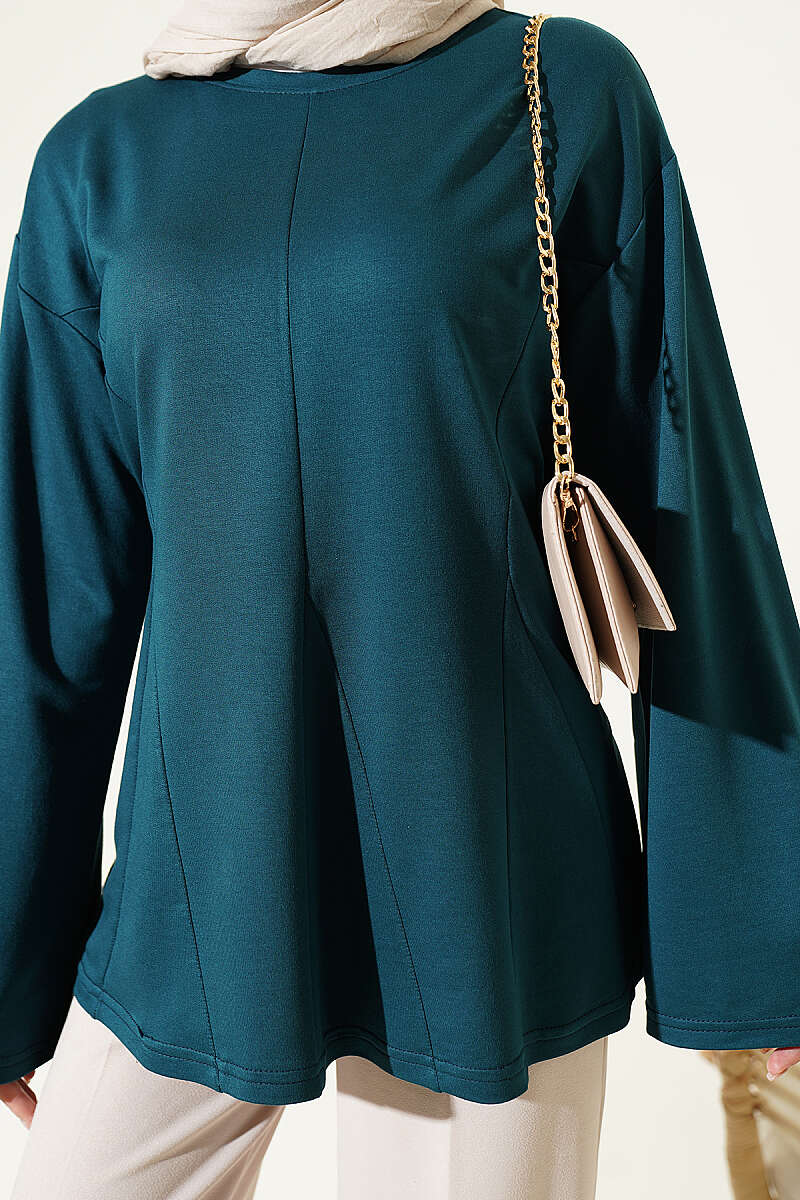 Side-Tie Tunic with Darts - Persian Green