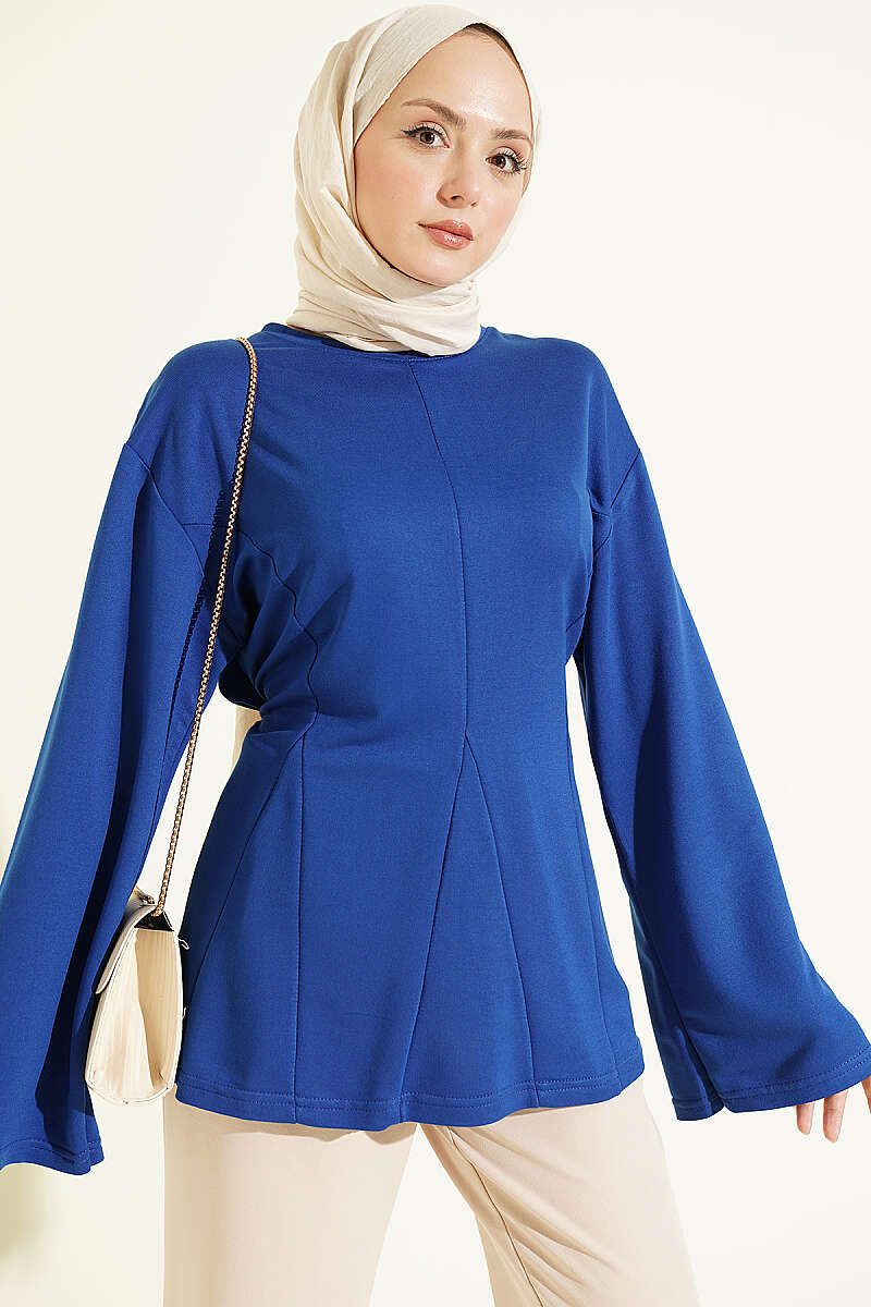 Side-Tie Tunic with Darts - Saxe Blue