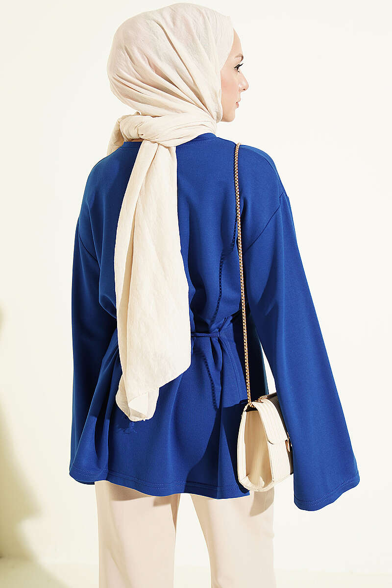 Side-Tie Tunic with Darts - Saxe Blue