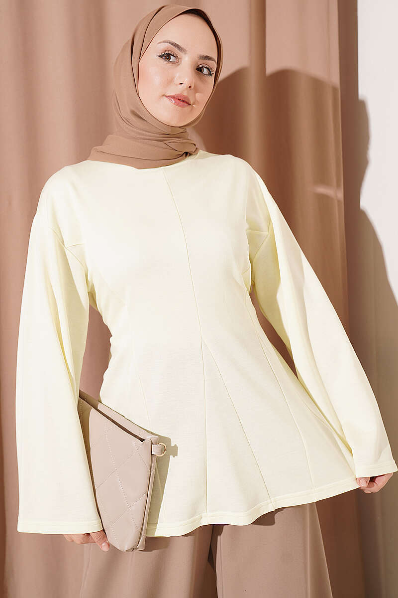 Side-Tie Tunic with Darts - Yellow