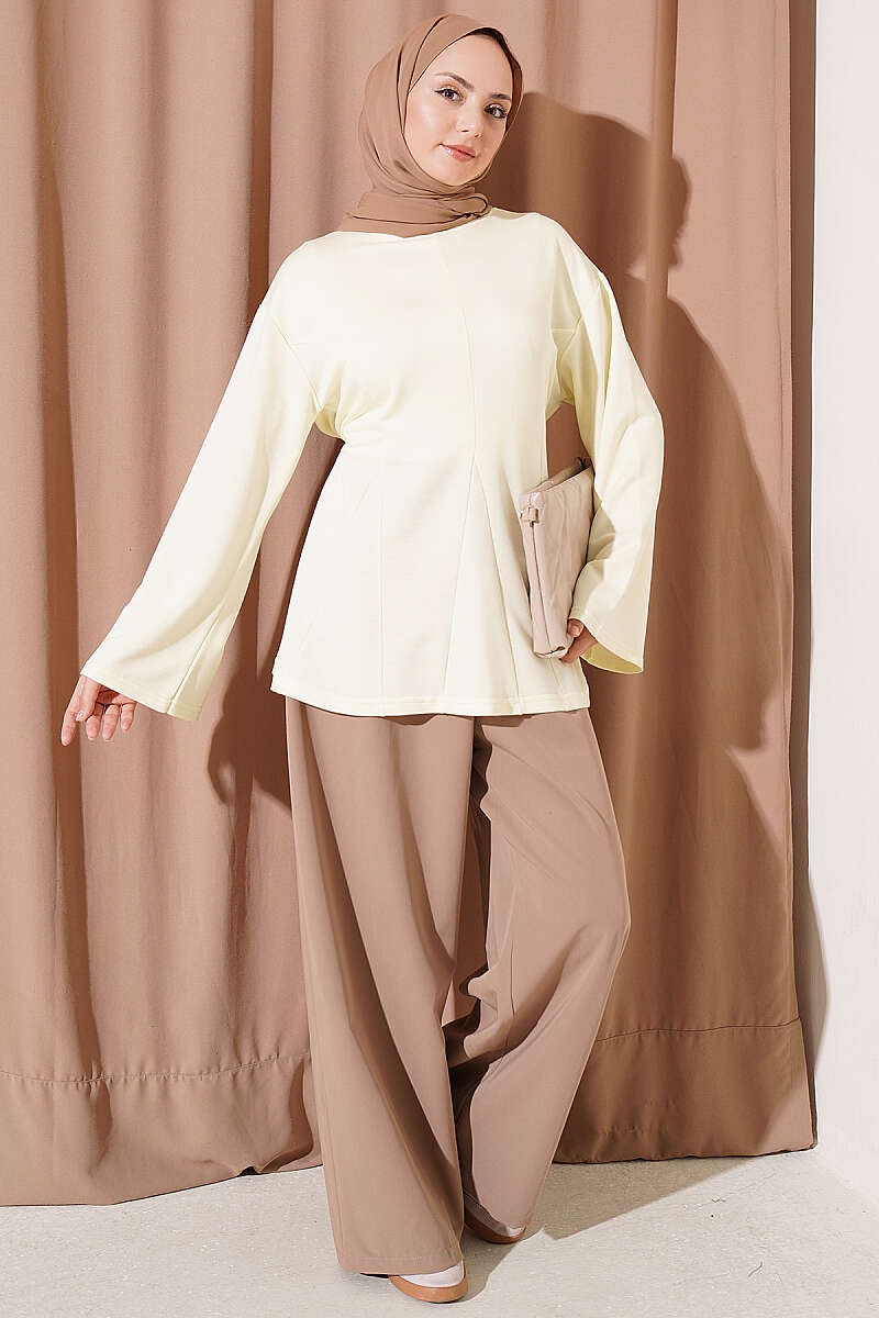 Side-Tie Tunic with Darts - Yellow