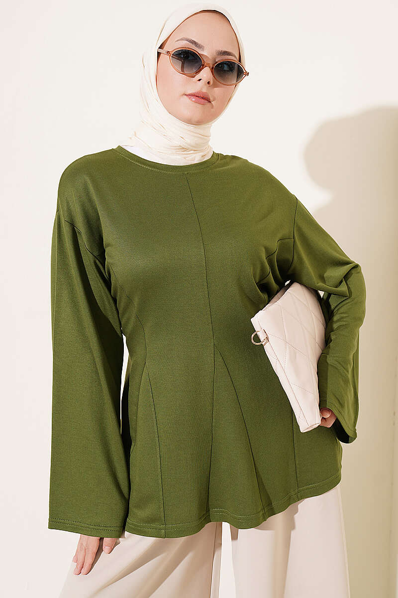 Side-Tie Tunic with Darts - Green
