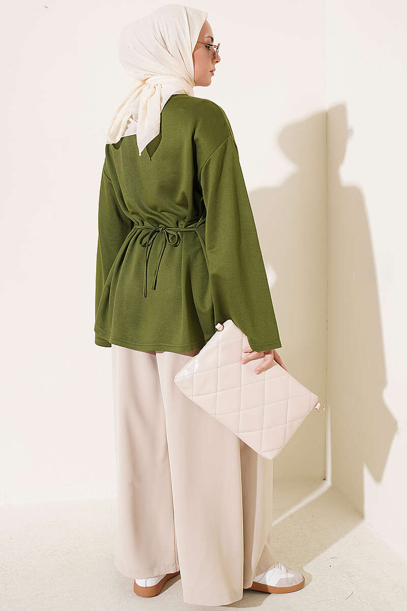 Side-Tie Tunic with Darts - Green