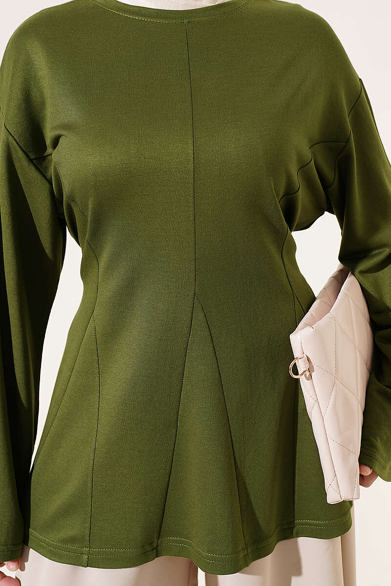 Side-Tie Tunic with Darts - Green
