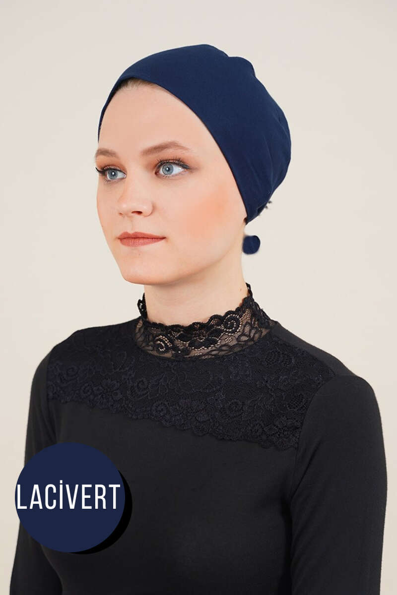 Seamless Cotton Jersey Underscarf - Navy