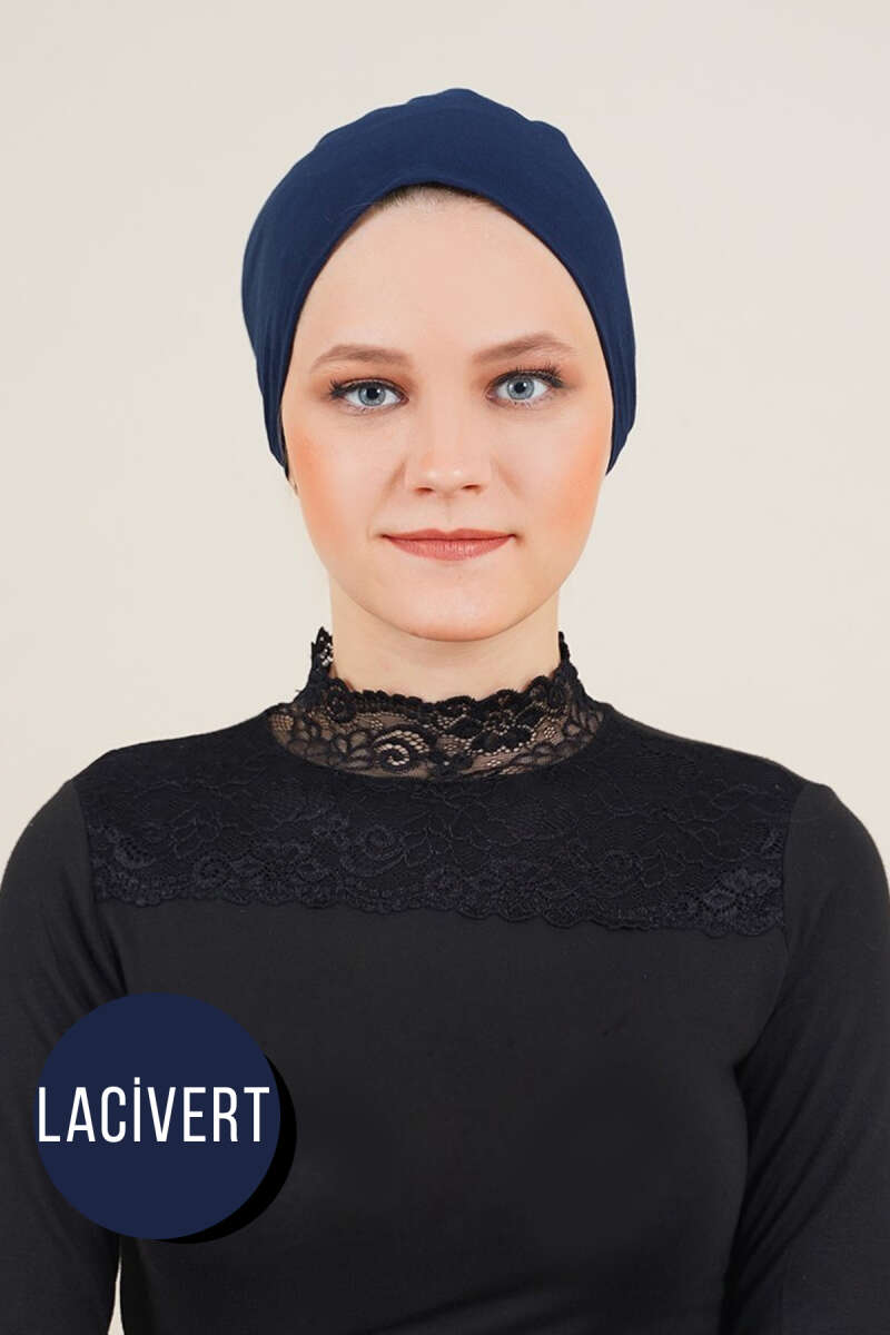 Seamless Cotton Jersey Underscarf - Navy