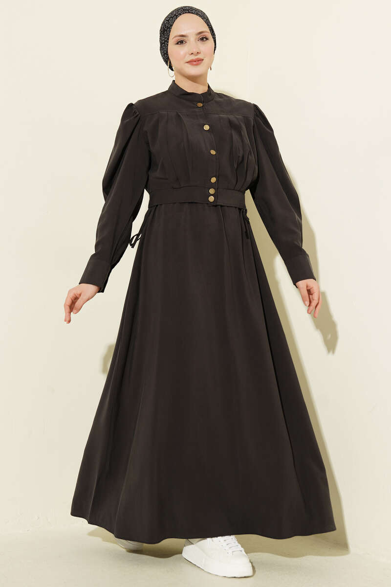 Pleated Pinafore Dress Set - Black