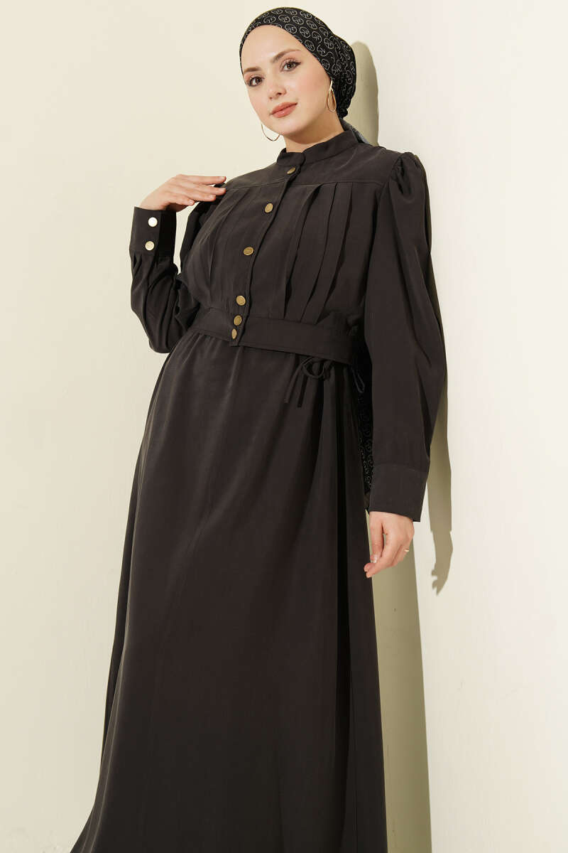 Pleated Pinafore Dress Set - Black